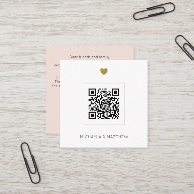 Faire-part de mariage de vidage de code QR minimal (Devant/Arrière en situation)