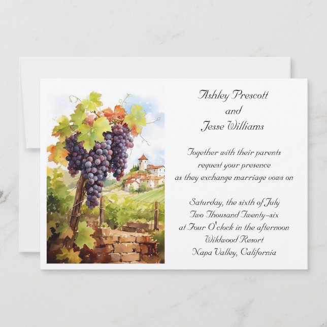 Faire-part de mariage de vignoble (Devant)
