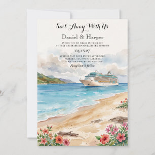 Faire-part de mariage de voyage tropical de bateau