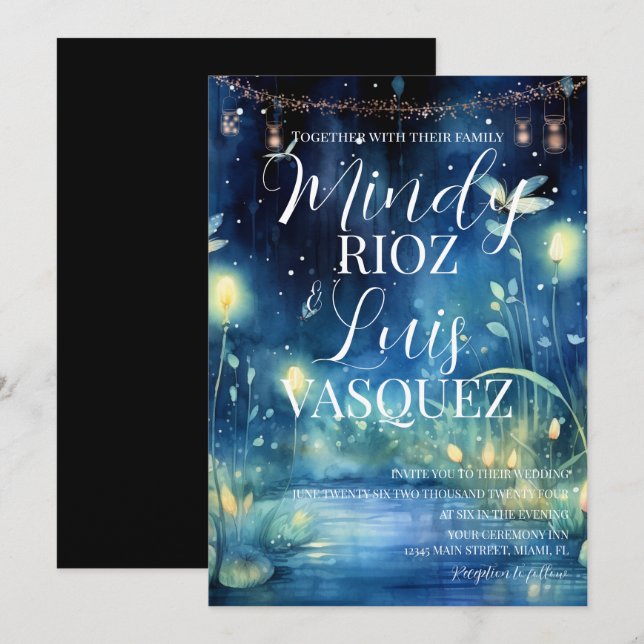 Faire-part de mariage de voyants à cordes de lucio (Devant / Derrière)