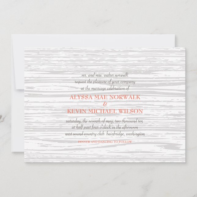 Faire-part de mariage de Woodgrain (Devant)