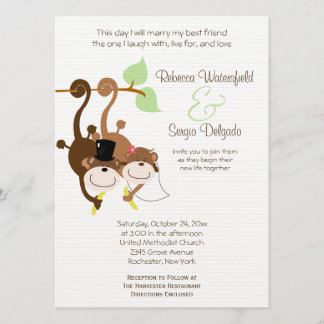 Faire-part de mariage décalé des singes de mariée/