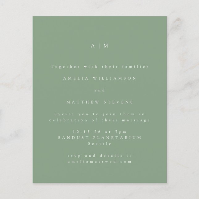 Faire-part de mariage d'échelle de monogramme mini (Devant)