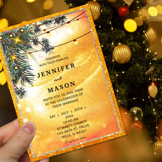 Faire-part de mariage d'éclairage orange rustique (#weddingstationery #fall #weddinginvitation #autumnwedding #gardenweddinginvite #candlelightwedding)