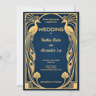 Faire-part de mariage Deco Fantasy Paon