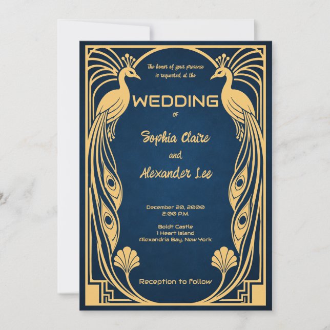 Faire-part de mariage Deco Fantasy Paon (Devant)