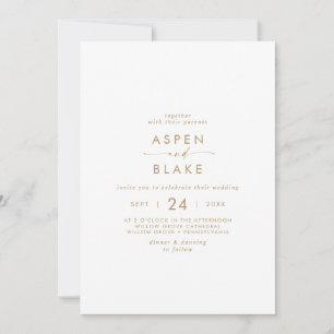 Faire-part de mariage Décontracté Gold Script mode