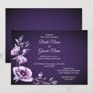 Faire-part de mariage décoratif floral violet