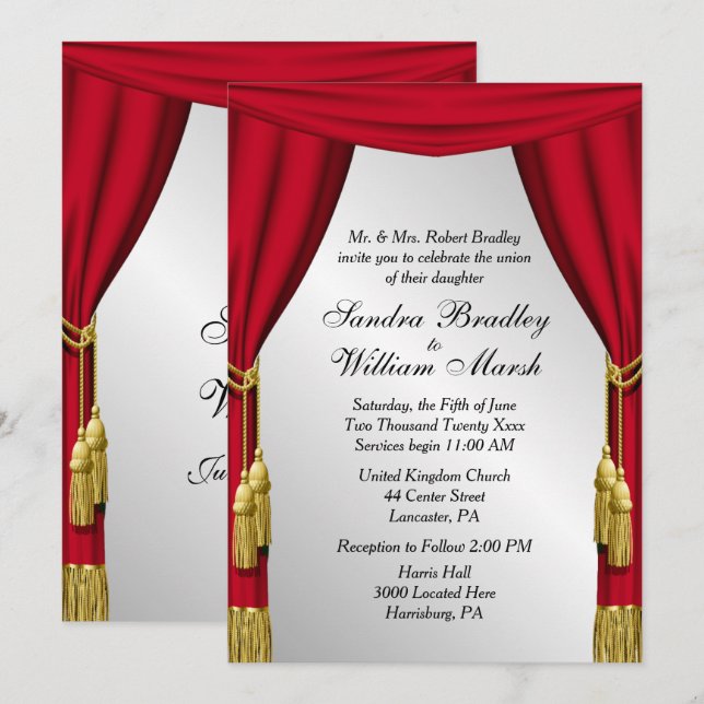 Faire-part de mariage d'écran argenté (Devant / Derrière)