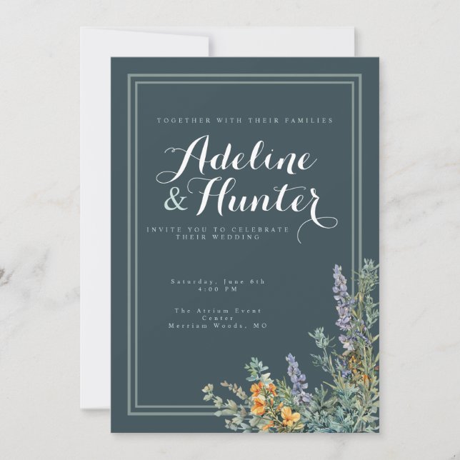 Faire-part de mariage Deep Sage (Devant)