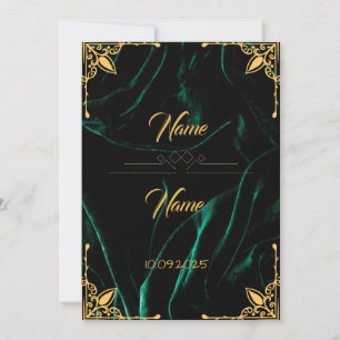 Faire-part de mariage d'effet velours émeraude