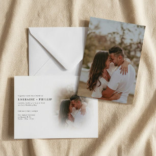 Faire-part de mariage dégradé de photo couleur rom