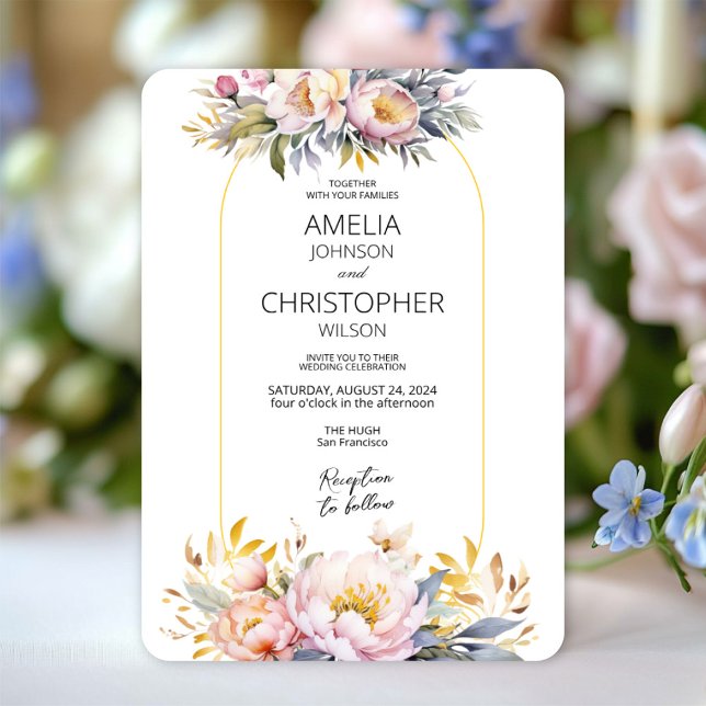 Faire-part de mariage d'élégance florale romantiqu (Créateur téléchargé)