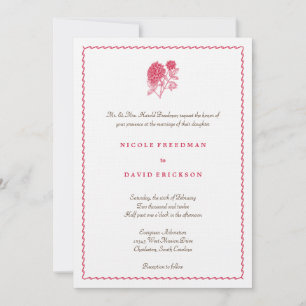 Faire-part de mariage d'élégance simple dahlia rou