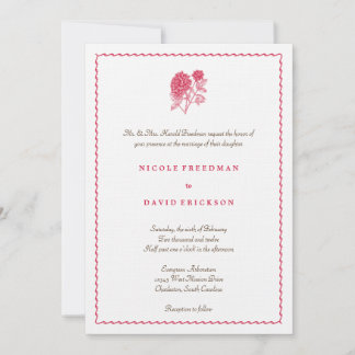 Faire-part de mariage d'élégance simple dahlia rou