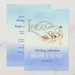 Faire-part de mariage d'élégance Swan Love