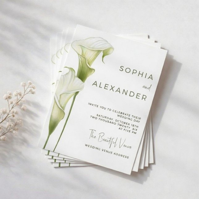 Faire-part de mariage "Délicats callas" (Créateur téléchargé)