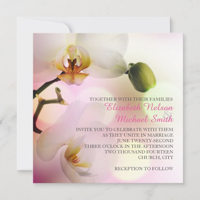Faire-part de mariage délicieuse d'orchidées de pr (Devant)