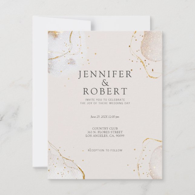 Faire-part de mariage d'encre or (Devant)