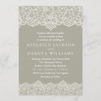 Faire-part de mariage| Dentelle blanche sur vert o