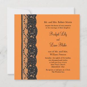 Faire-part de mariage dentelle française (orange)