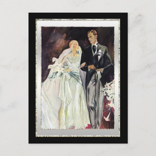 Faire-part de mariage des années 20 élégant (Devant)