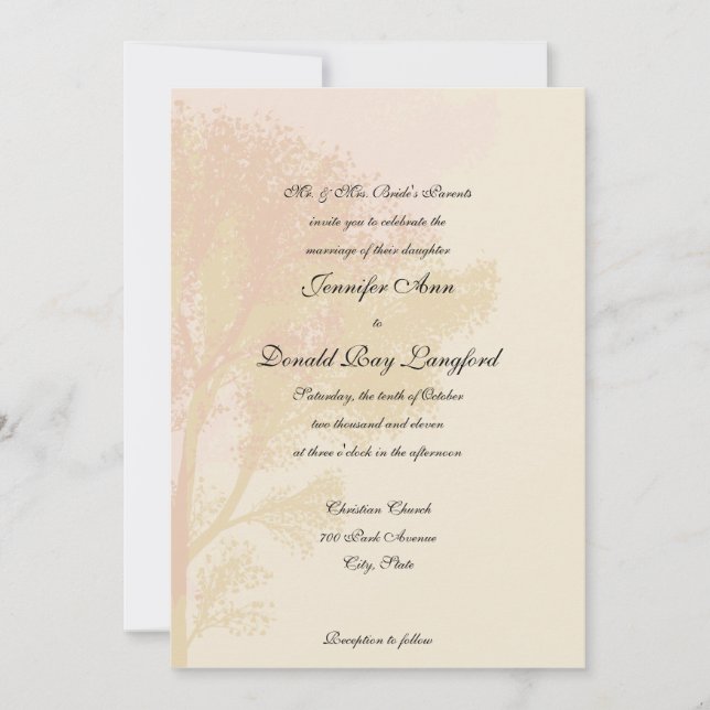 Faire-part de mariage des arbres d'automne (Devant)