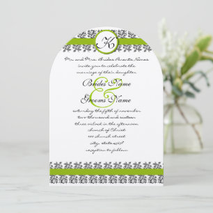 Faire-part de mariage des bordures de Damask vert
