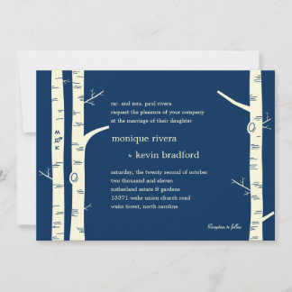 Faire-part de mariage des bouleaux - Marine