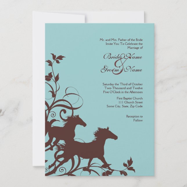 Faire-part de mariage des Chevaux sauvages Brown e (Devant)