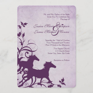 Faire-part de mariage des Chevaux sauvages pourpre
