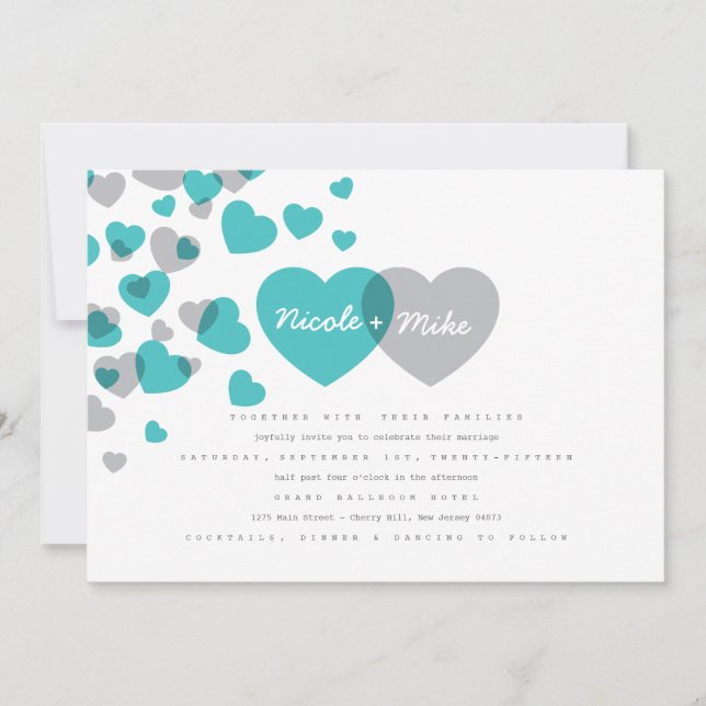 Faire-part de mariage des Coeurs modernes (Devant)