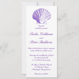 Faire-part de mariage des coquilles de mer violett