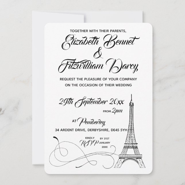 Faire-part de mariage des Doodles Parisiens (Dos)
