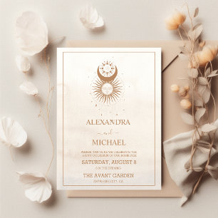 Faire-part de mariage des étoiles célestes d'or my