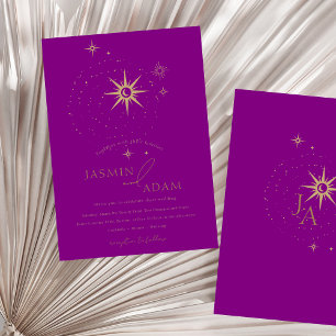 Faire-part de mariage des étoiles noires violettes