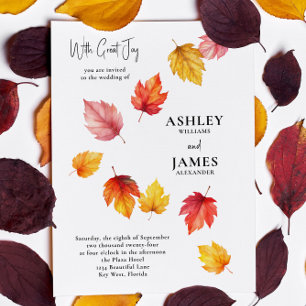 Faire-part de mariage des feuilles d'automne en ba