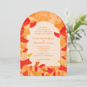 Faire-part de mariage des feuilles rouges orange