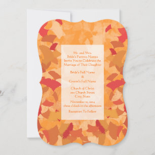 Faire-part de mariage des feuilles rouges orange