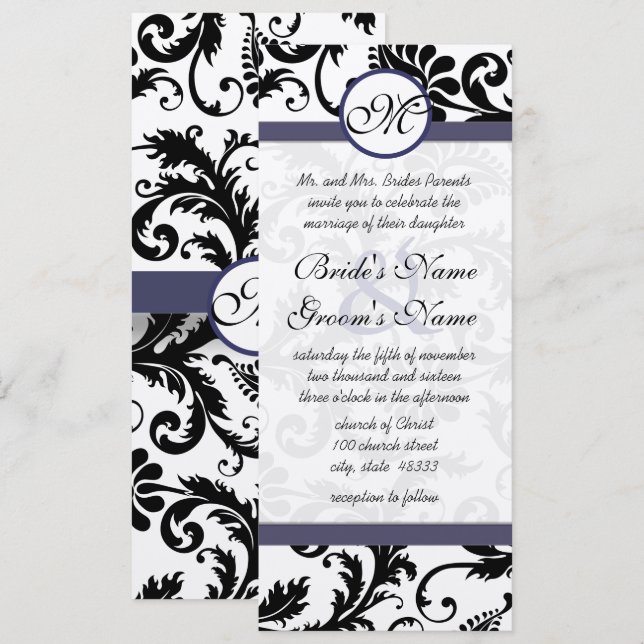 Faire-part de mariage des fils Damas de nouvelles  (Devant / Derrière)