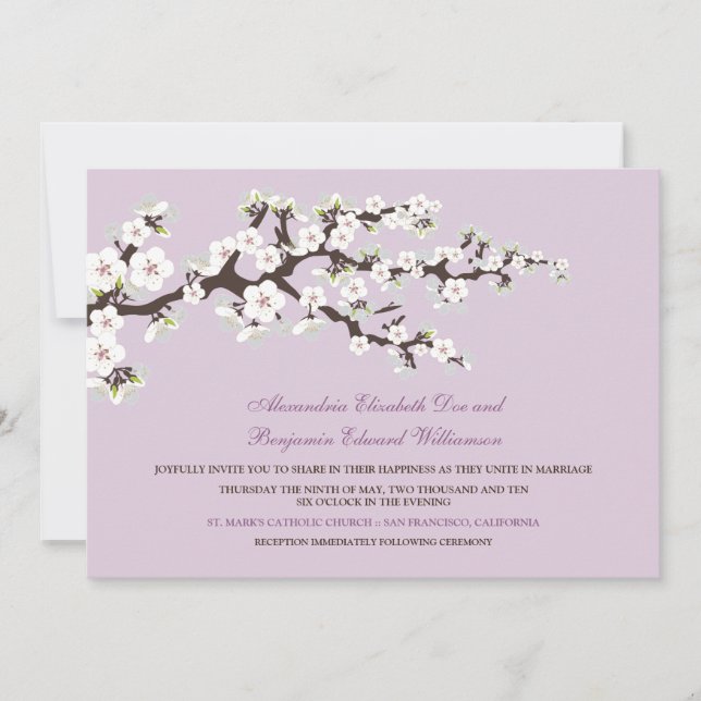 Faire-part de mariage des fleurs de cerisiers (lil (Devant)