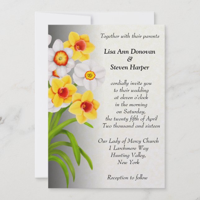 Faire-part de mariage des fleurs de jonquilles de  (Devant)