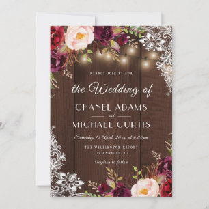 faire-part de mariage des lampes à cordes rustique