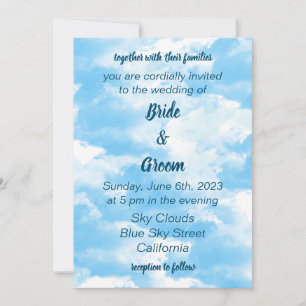 Faire-part de mariage des nuages du ciel bleu