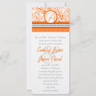 Faire-part de mariage des oiseaux d'amour orange