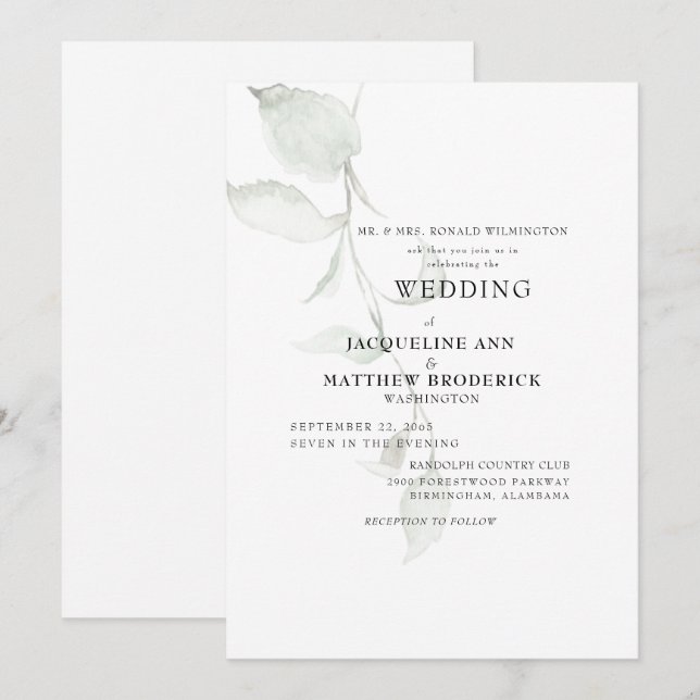 Faire-Part de Mariage des Parents de la Mariée à F (Devant / Derrière)