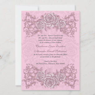Faire-part de mariage des roses roses antiques