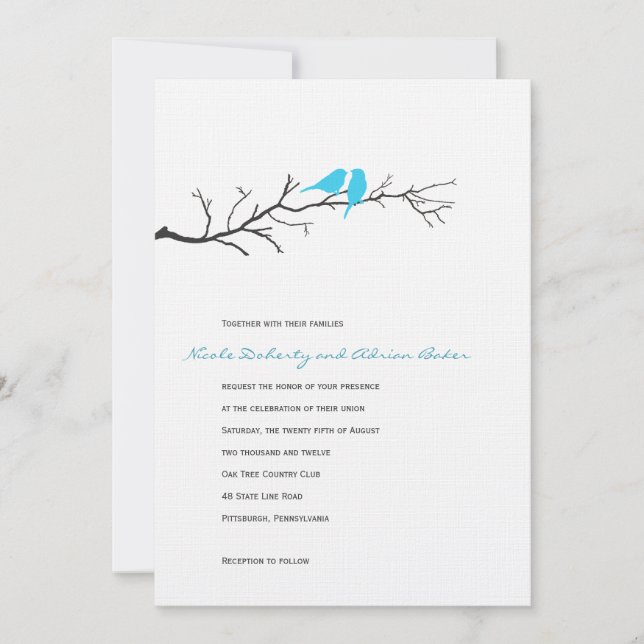 Faire-part de mariage des silhouettes d'oiseaux -  (Devant)