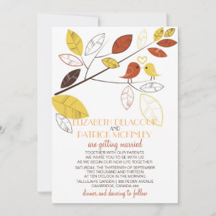 Faire-part de mariage des tourterelles d'automne