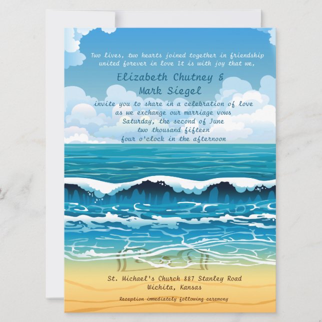 Faire-part de mariage des vagues de 6,5 x 8,75 po (Devant)